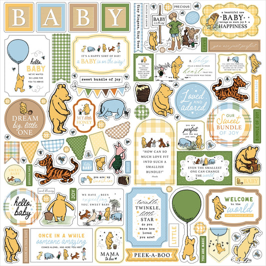 Echo Park Winnie The Pooh Baby Cardstock Stickers 12"X12"-Elements