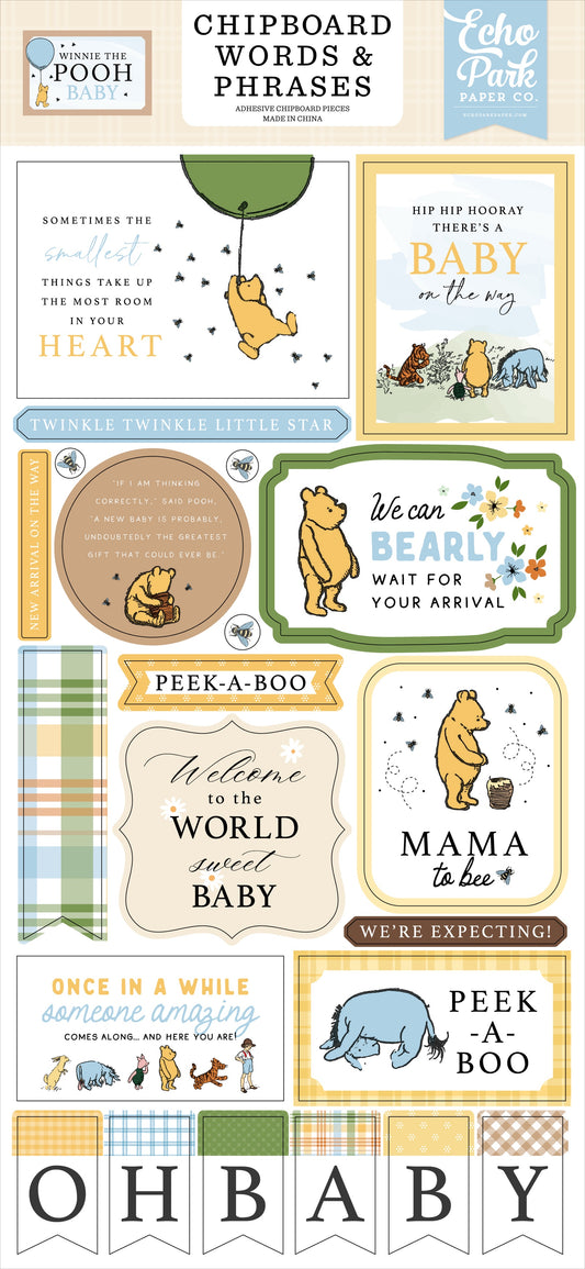 Echo Park Winnie The Pooh Baby Chipboard 6"X13"-Words & Phrases