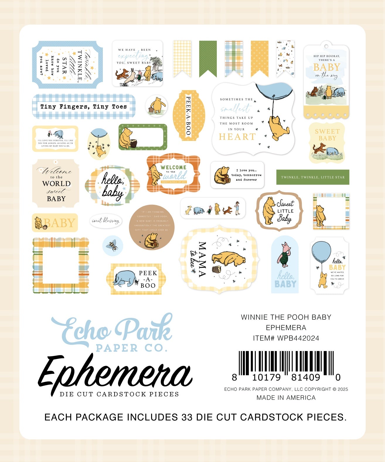 Echo Park Winnie The Pooh Baby Ephemera-Icons