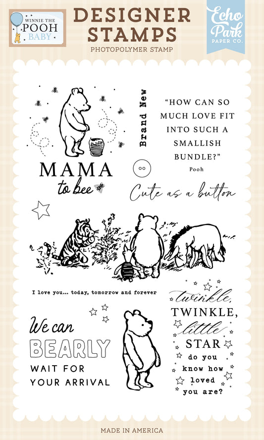 Echo Park Winnie The Pooh Baby Baby Stamp Set-Bearly Wait