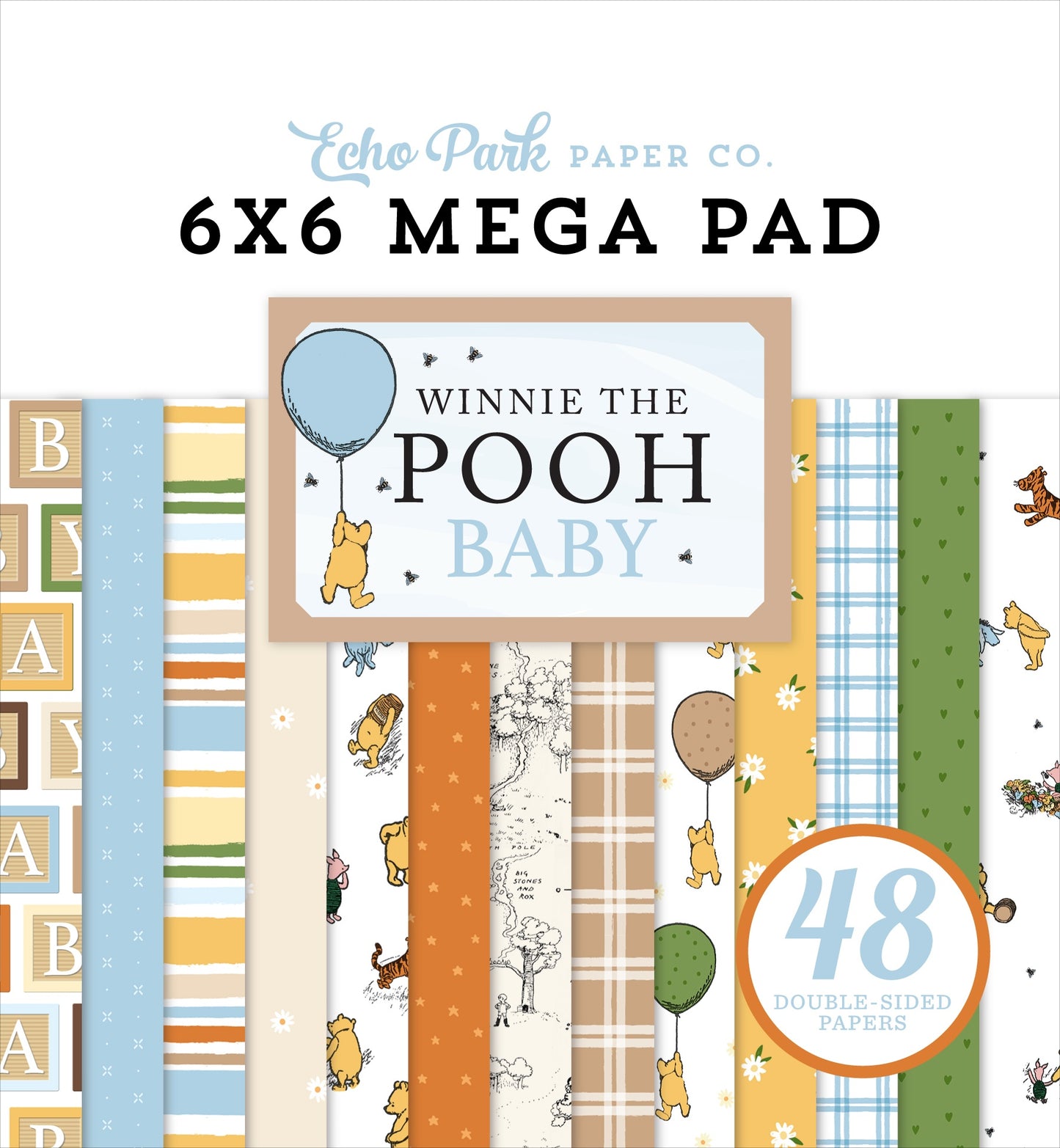 Echo Park Winnie The Pooh Baby Double-Sided Cardmarkers Mega Paper Pad 6"X6"