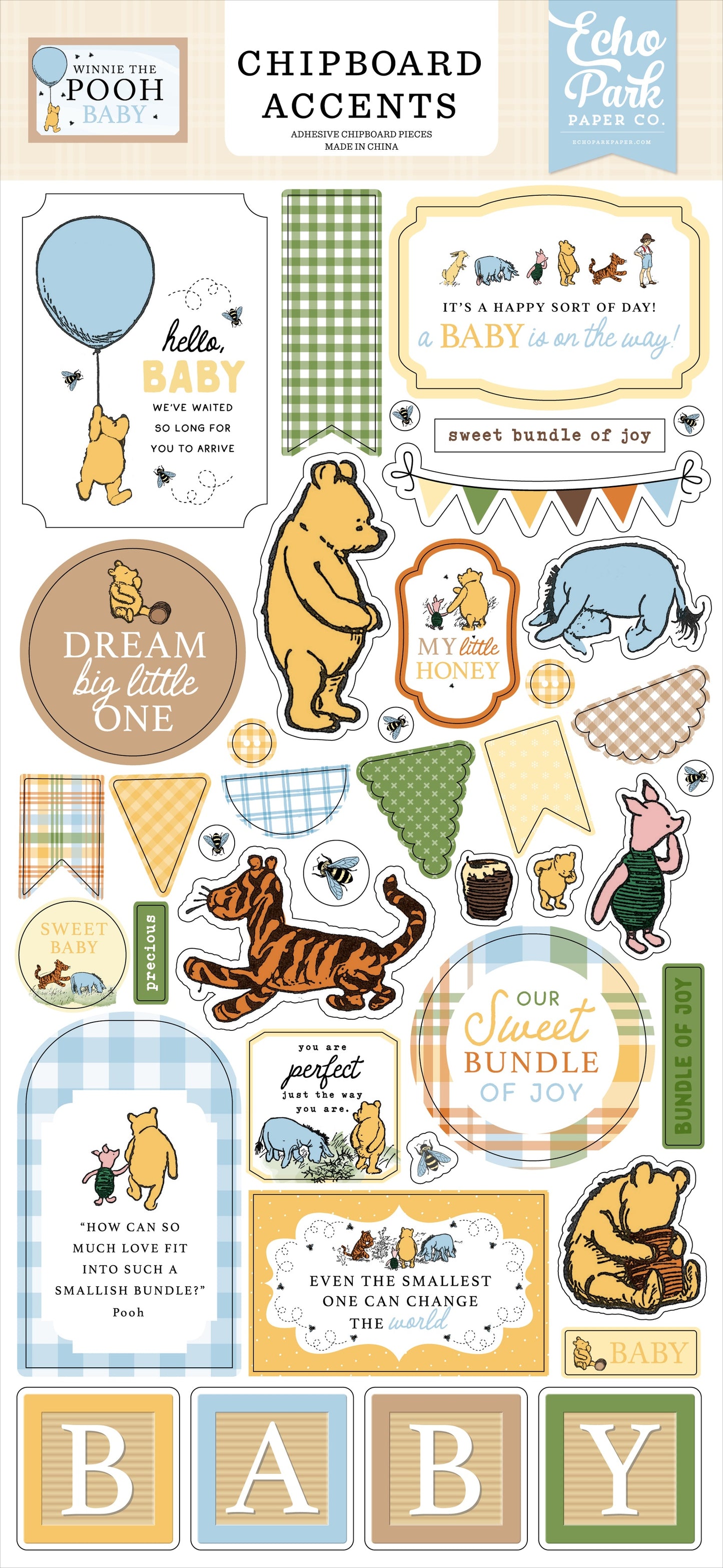 Echo Park Winnie The Pooh Baby Chipboard 6"X13"-Accents