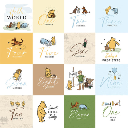 Echo Park Winnie The Pooh Baby Paper - 2X2 Journaling Cards