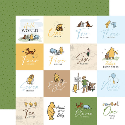 Echo Park Winnie The Pooh Baby Paper - 2X2 Journaling Cards