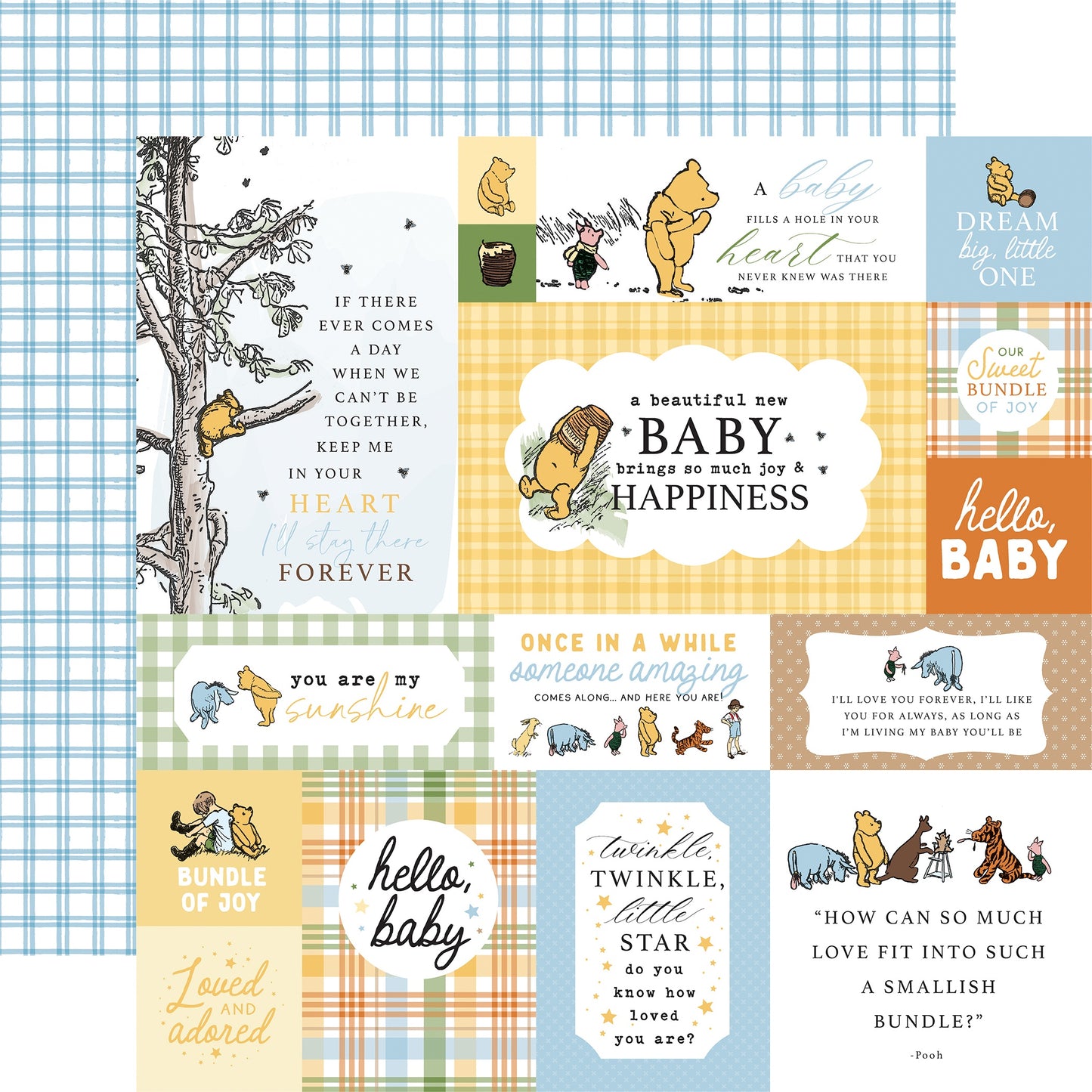 Echo Park Winnie The Pooh Baby Paper - Multi Journaling Cards