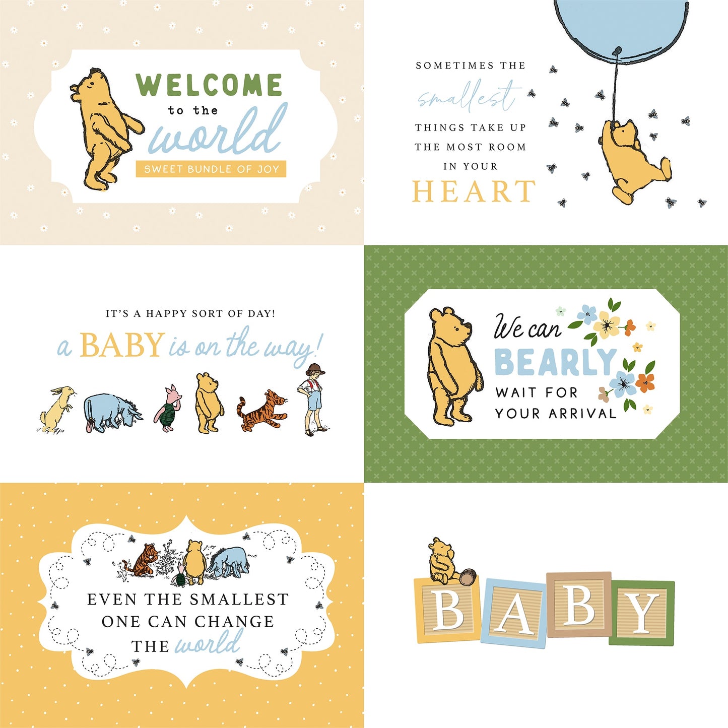 Echo Park Winnie The Pooh Baby Paper - 6X4 Journaling Cards