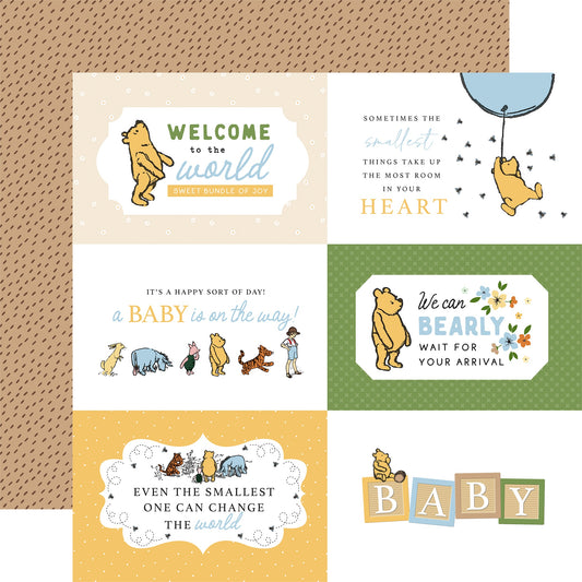 Echo Park Winnie The Pooh Baby Paper - 6X4 Journaling Cards