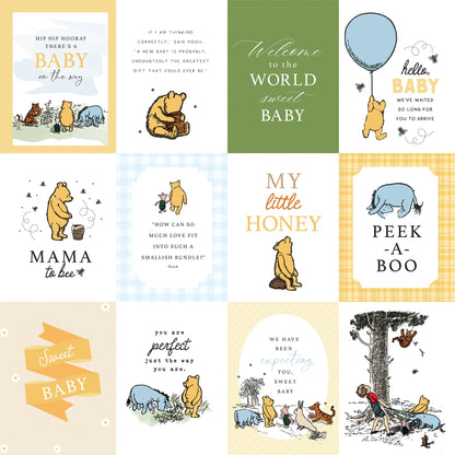 Echo Park Winnie The Pooh Baby Paper - 3X4 Journaling Cards