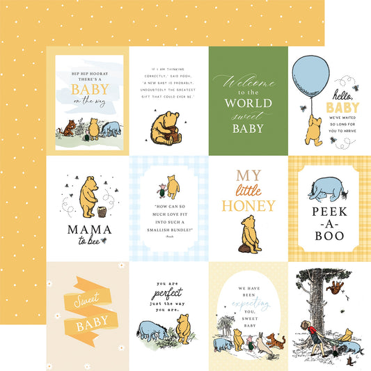 Echo Park Winnie The Pooh Baby Paper - 3X4 Journaling Cards