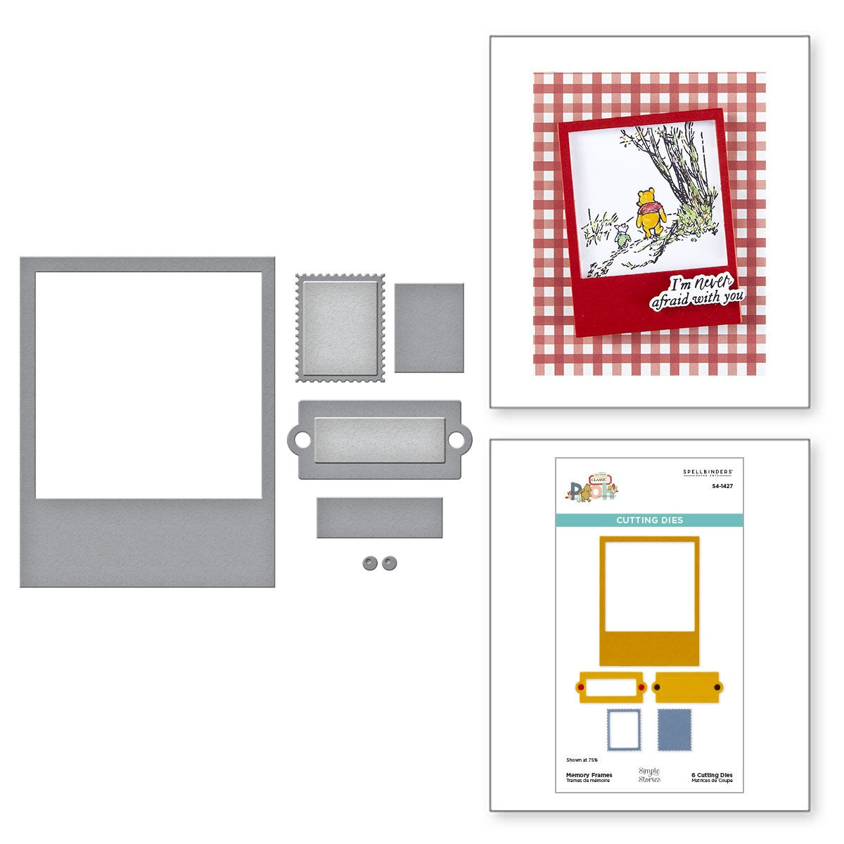 Spellbinders Etched Dies Say Cheese Classic Pooh Collection -Memory Frames