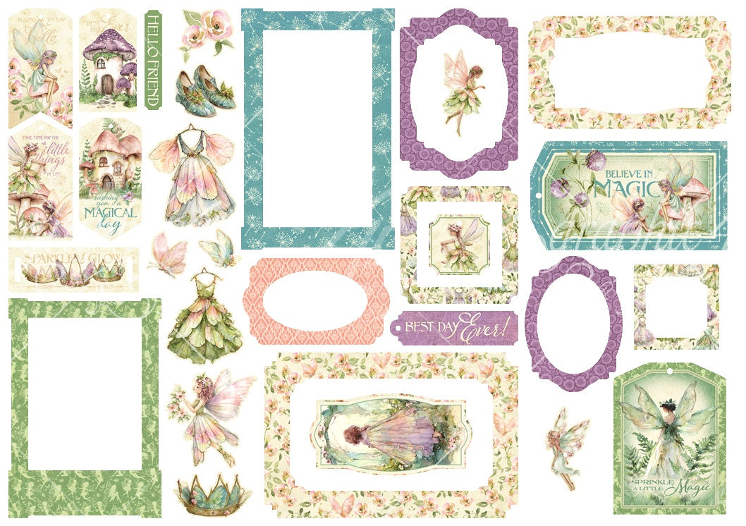 Graphic 45 Fairy Boutique Chipboard Die-Cuts-Tags & Frames