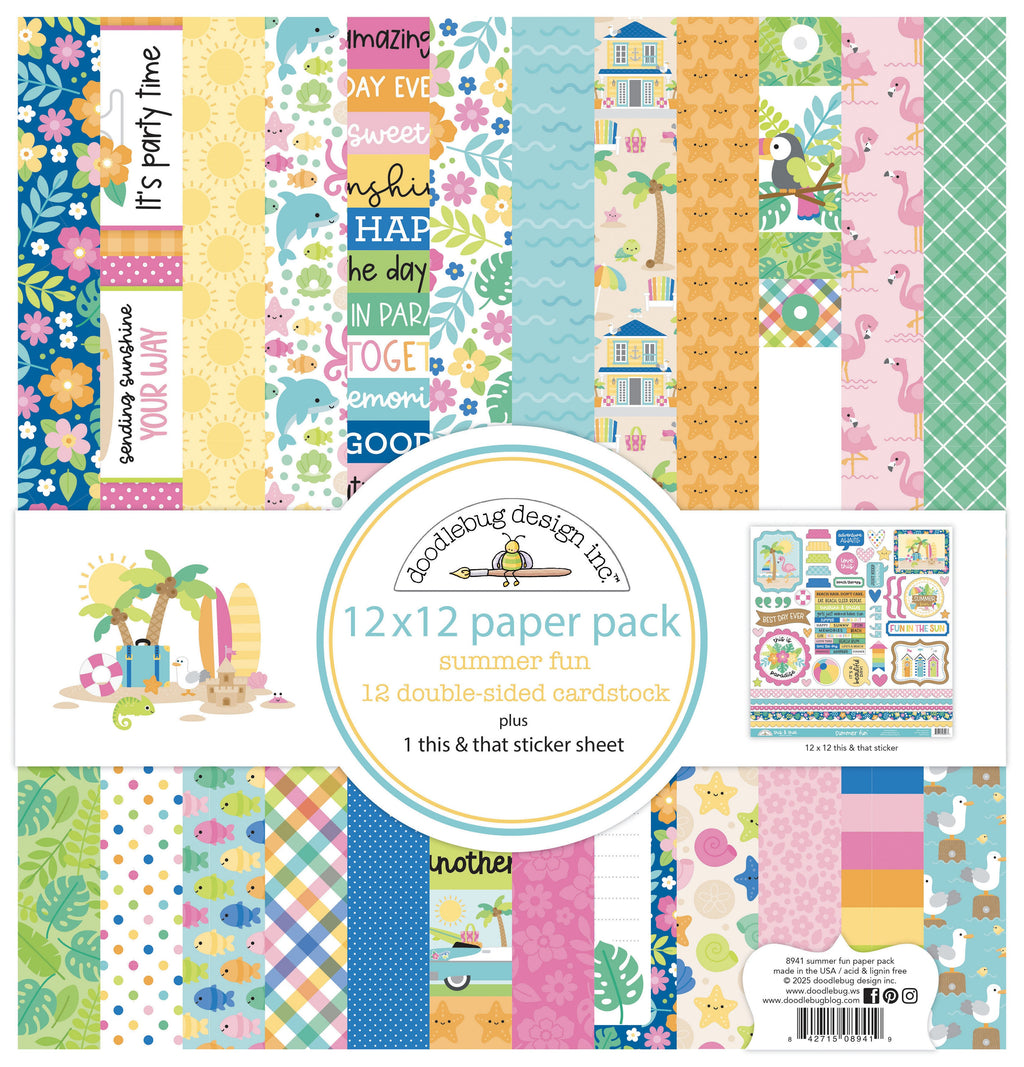 Doodlebug Summer Fun Paper Pack 12"X12"