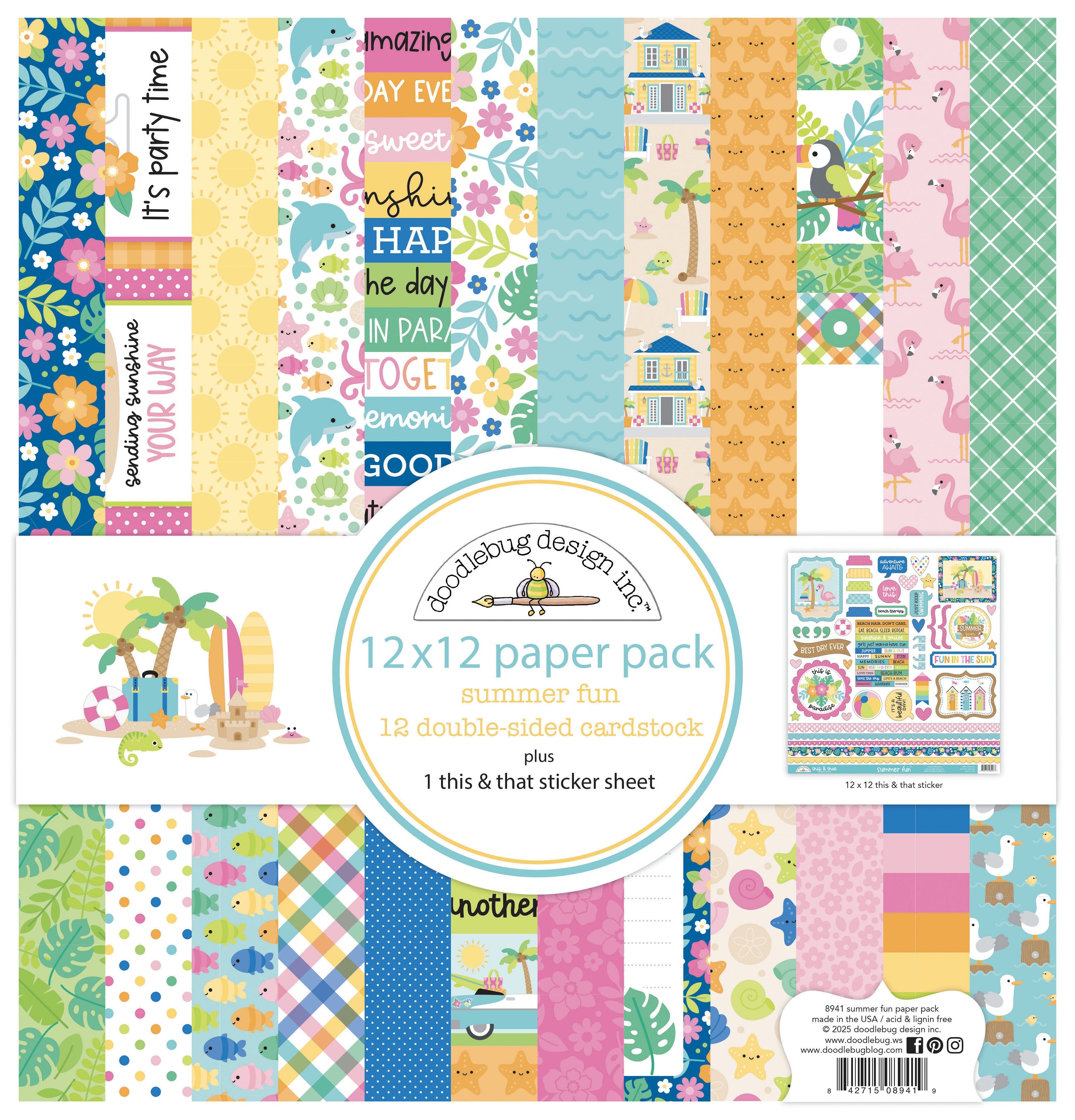 Doodlebug Summer Fun Paper Pack 12"X12"
