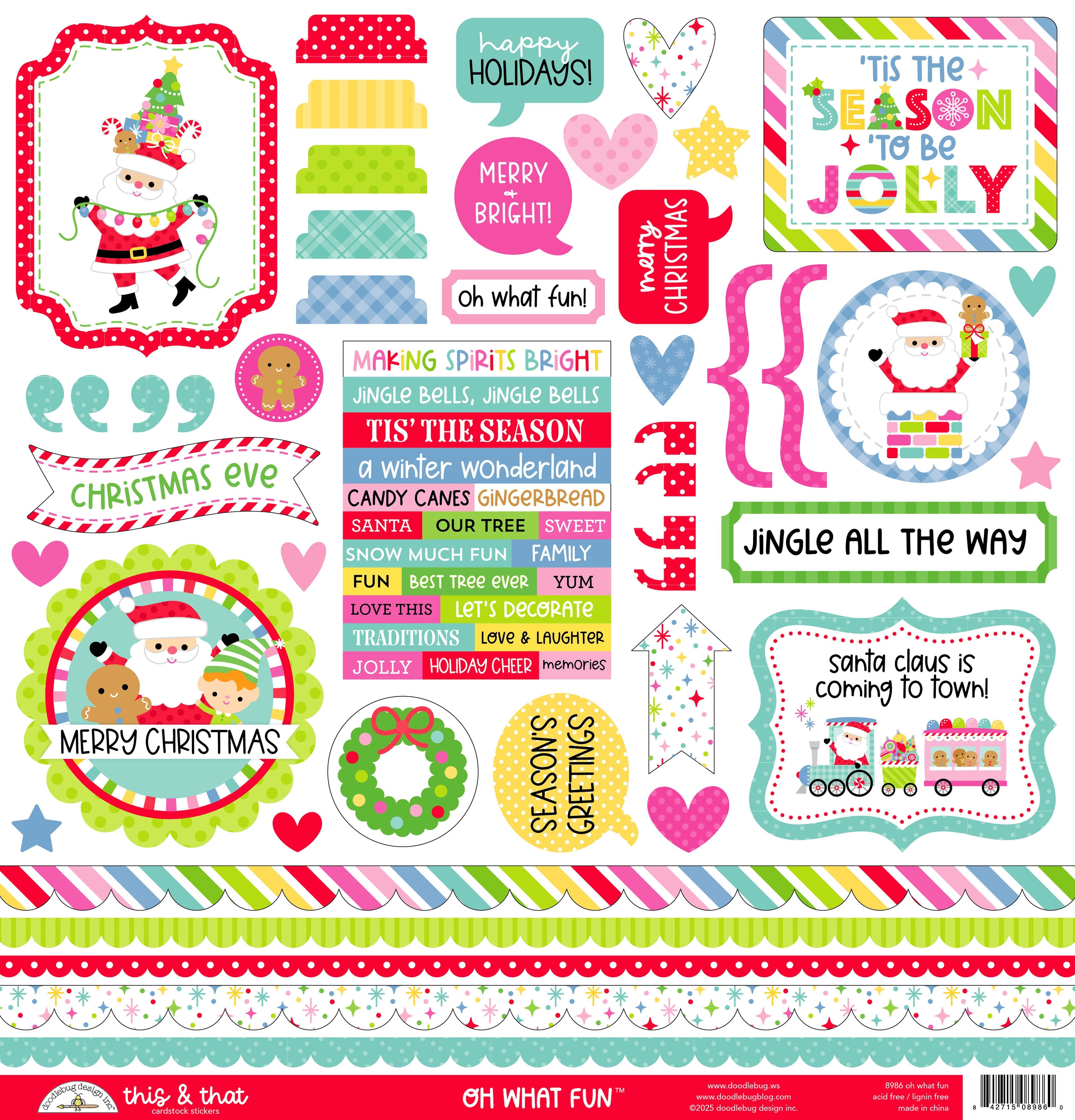 Doodlebug Oh What Fun Double-Sided Paper Pack 12"X12"