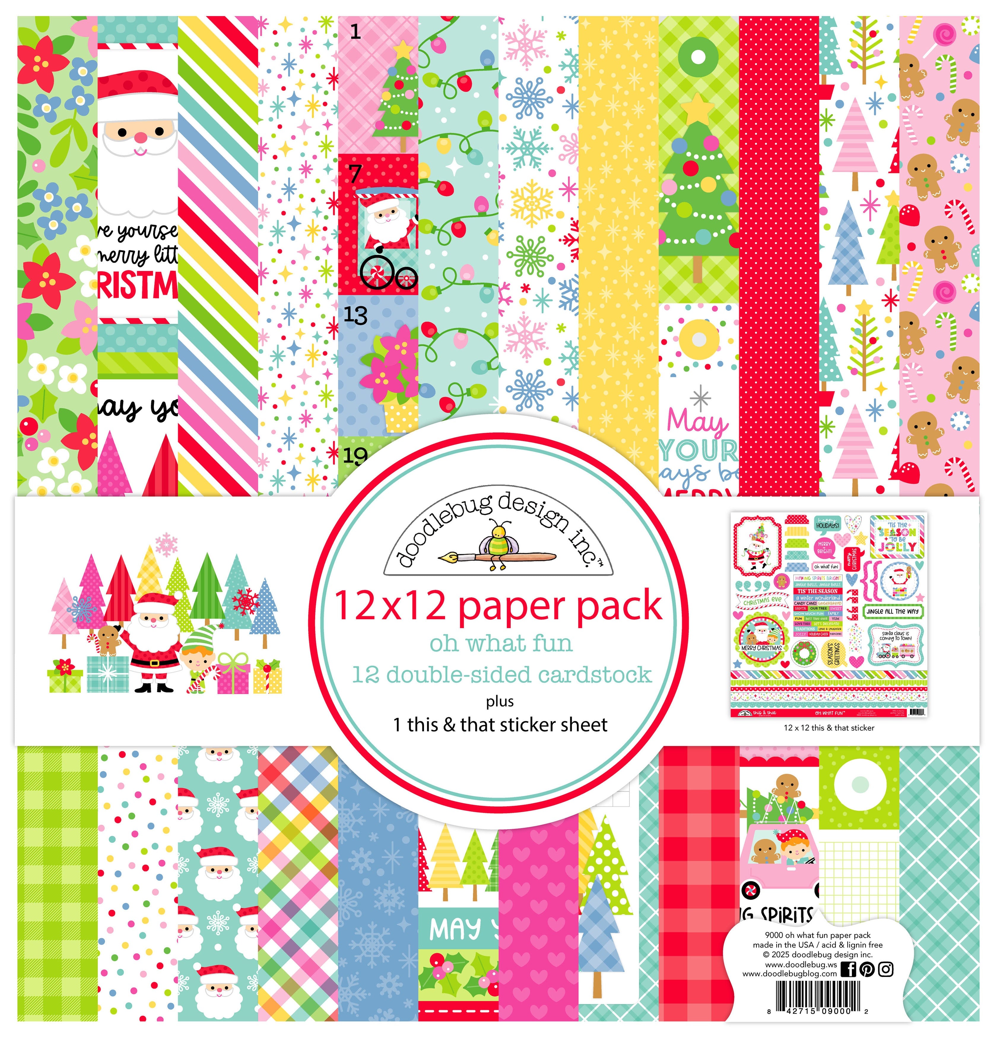 Doodlebug Oh What Fun Double-Sided Paper Pack 12"X12"