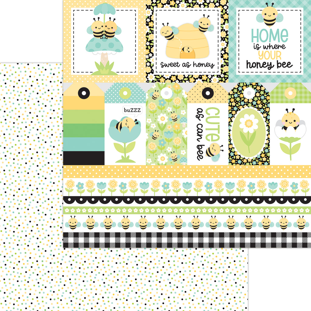Doodlebug Bee Happy Double-Sided Paper Pack 12"X12"