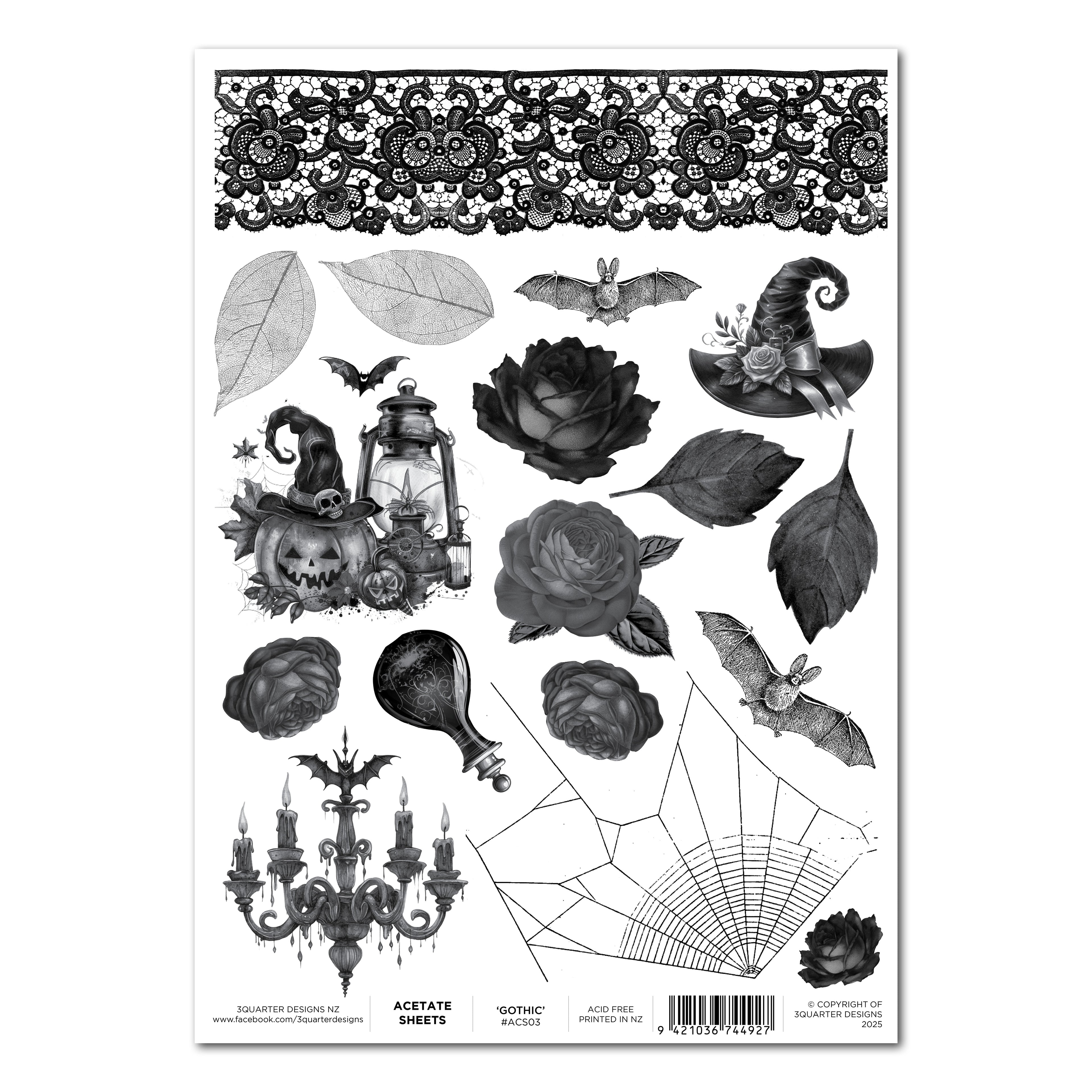 3Quarter Designs Gothic Innovation Acetate Sheet