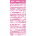 A package of Doodlebug Alphabet Soup puffy stickers in a bubblegum color, featuring various letters of the alphabet.