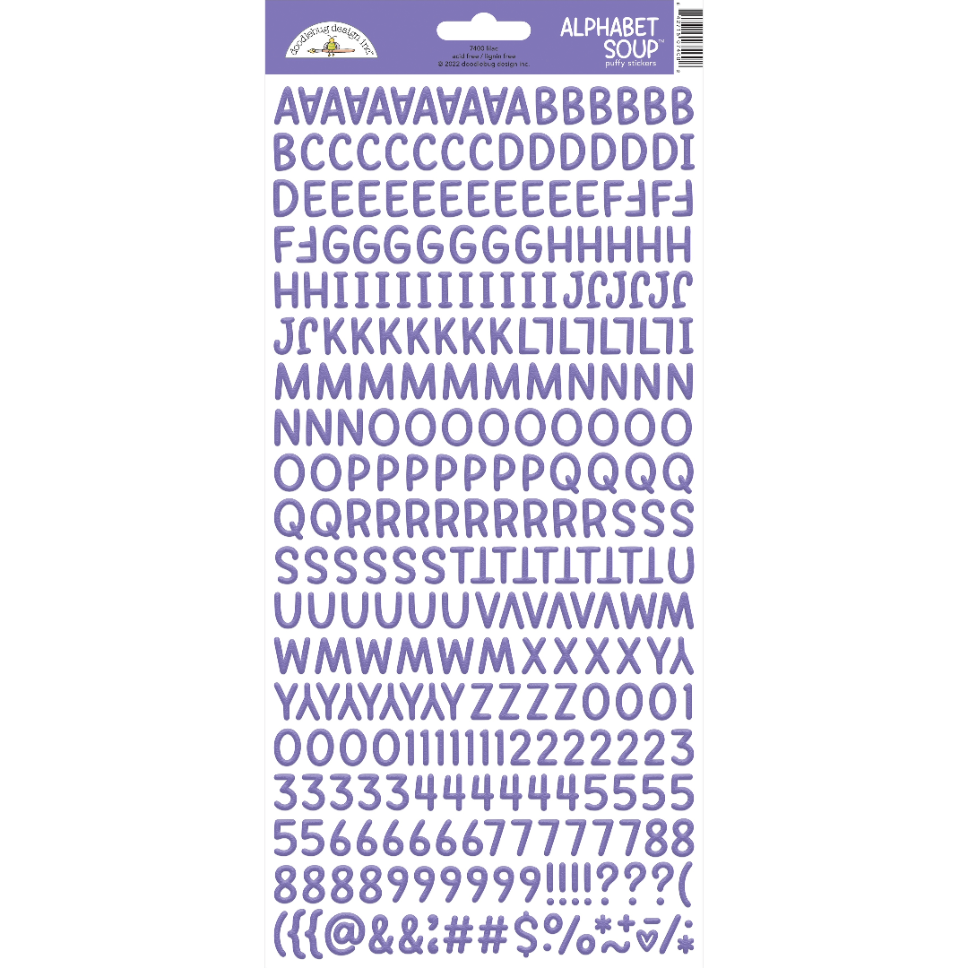 Alphabet Soup Puffy Stickers  - Lilac
