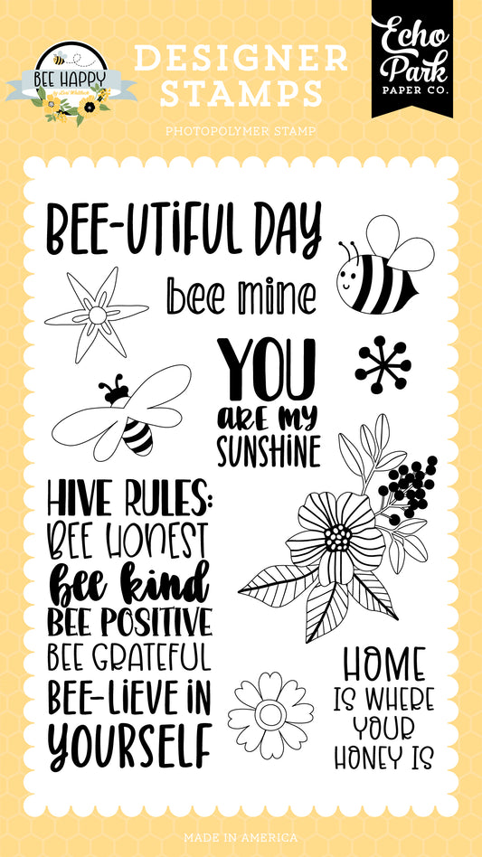 Echo Park Bee Happy Stamps-Hive Rules