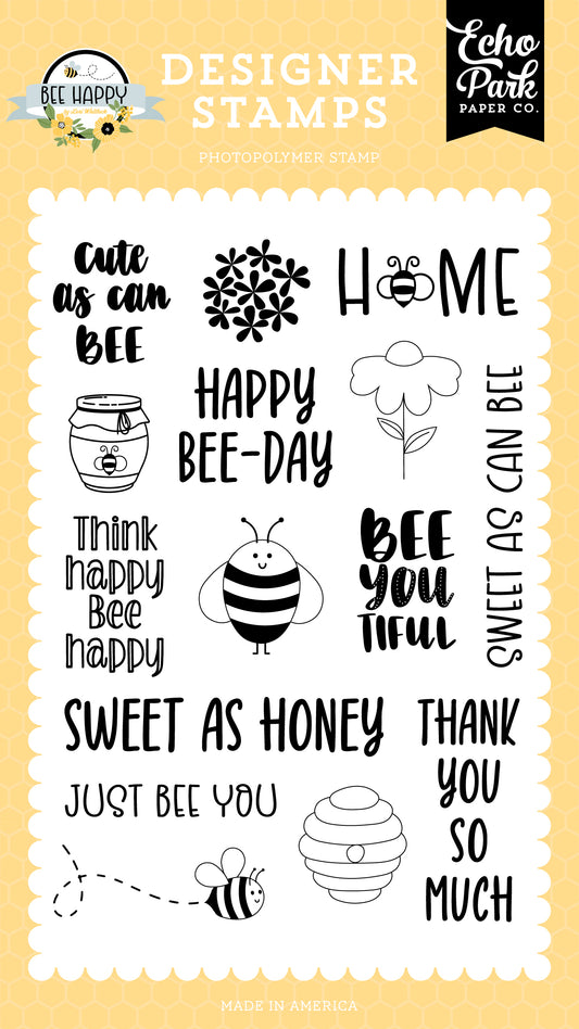 Echo Park Bee Happy Stamps-Cute As Can Bee