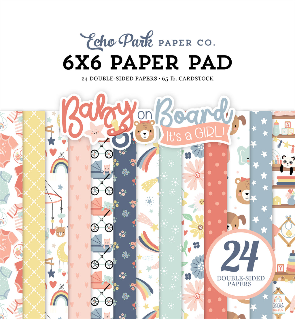 Echo Park Baby on Board Girl Double-Sided Paper Pad 6"X6"