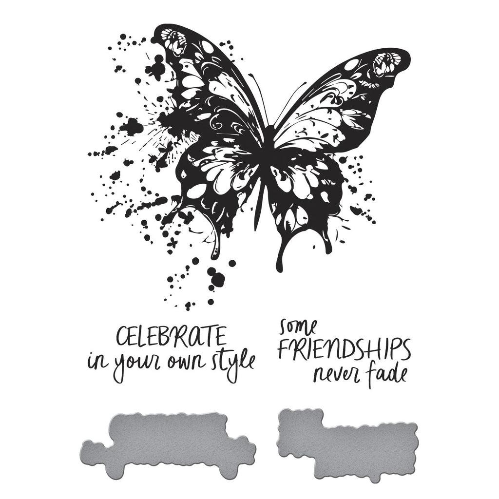 Spellbinders Beautifully Imperfect Butterfly Splatter BetterPress Plate & Die