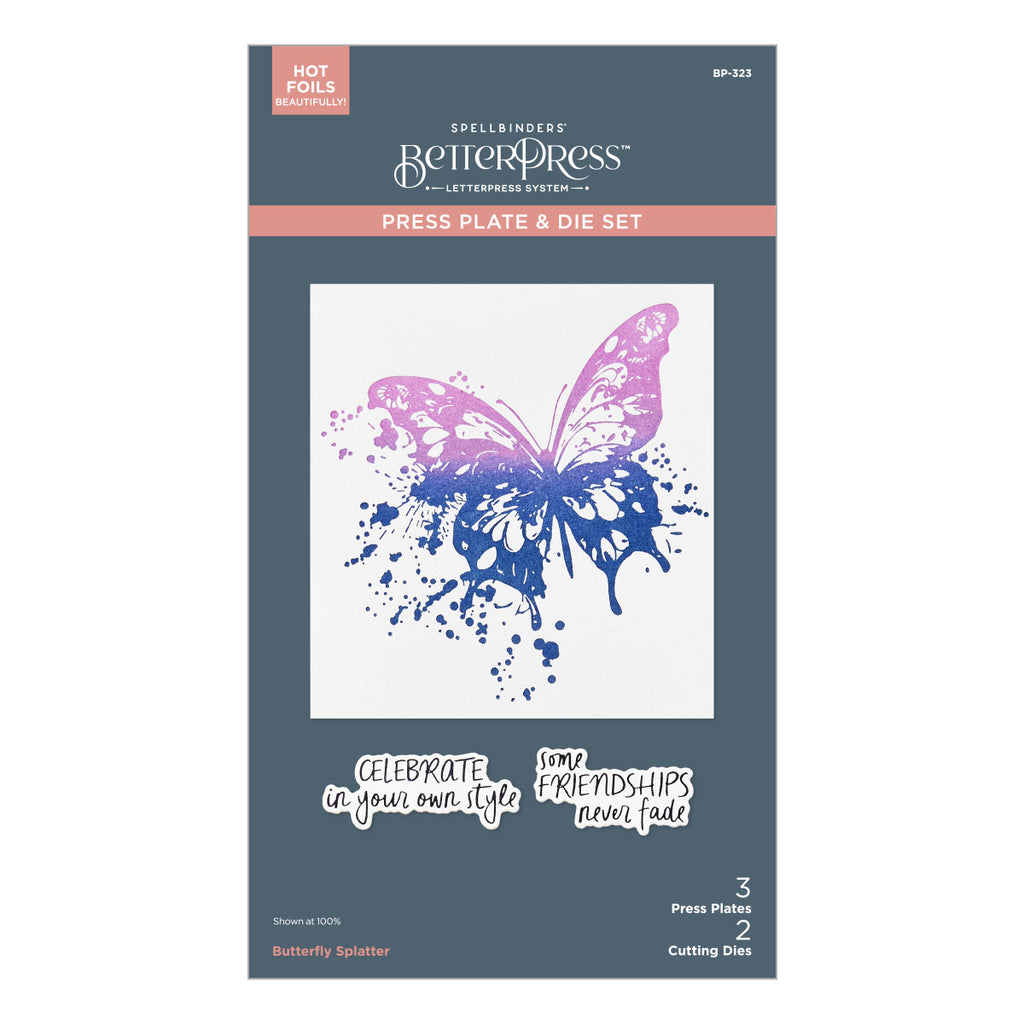 Spellbinders Beautifully Imperfect Butterfly Splatter BetterPress Plate & Die