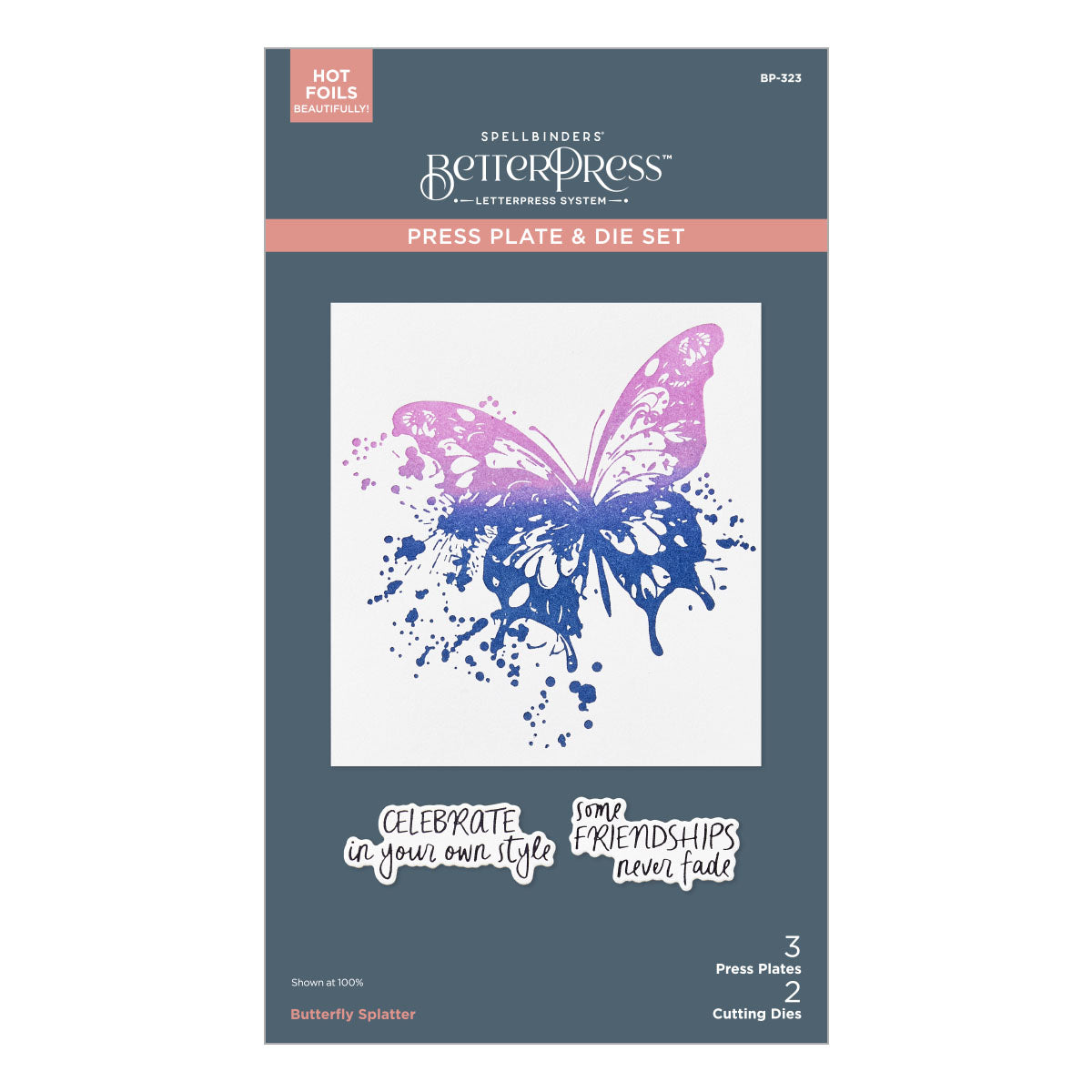 Spellbinders Beautifully Imperfect Butterfly Splatter BetterPress Plate & Die