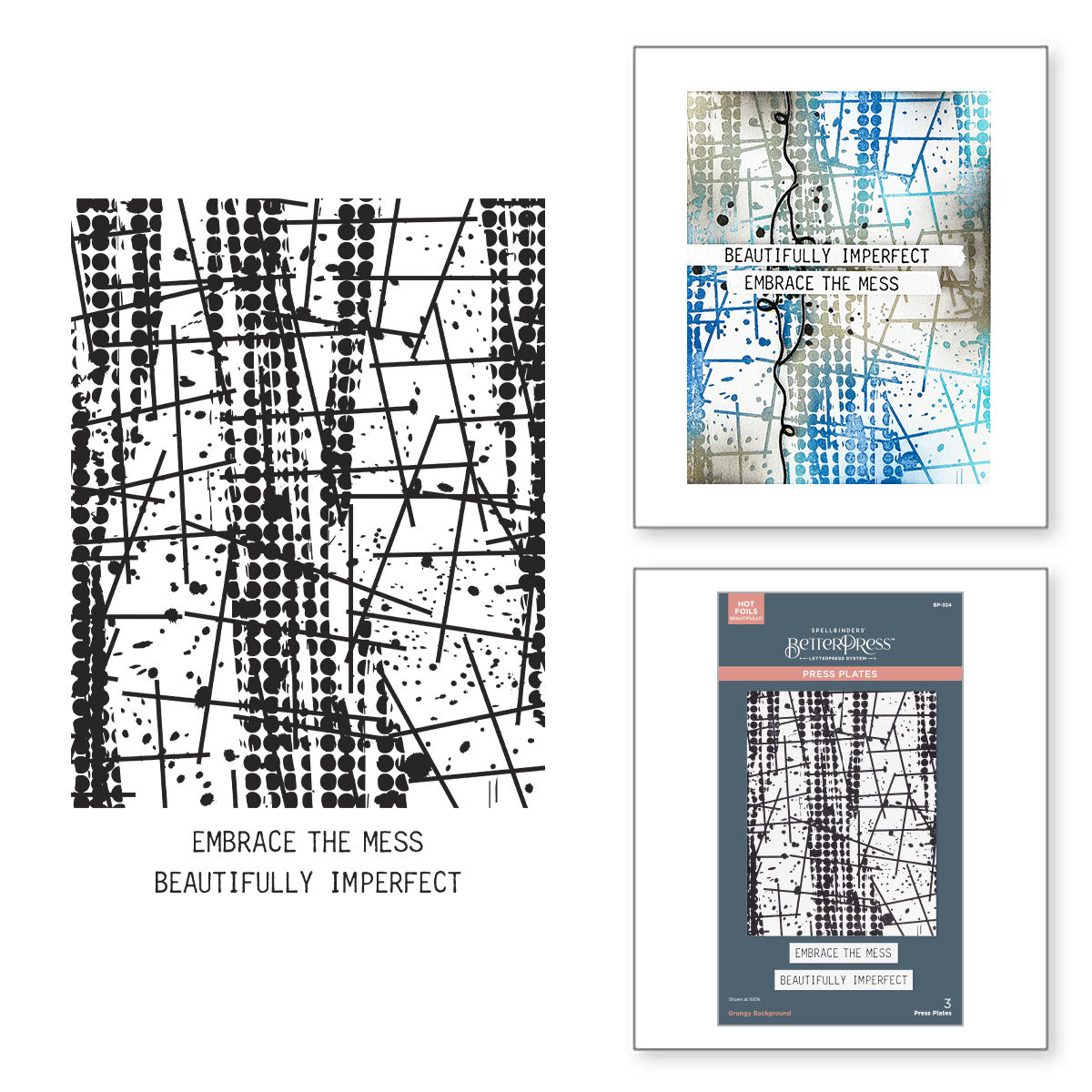 Spellbinders Beautifully Imperfect Grungy Background Press Plates