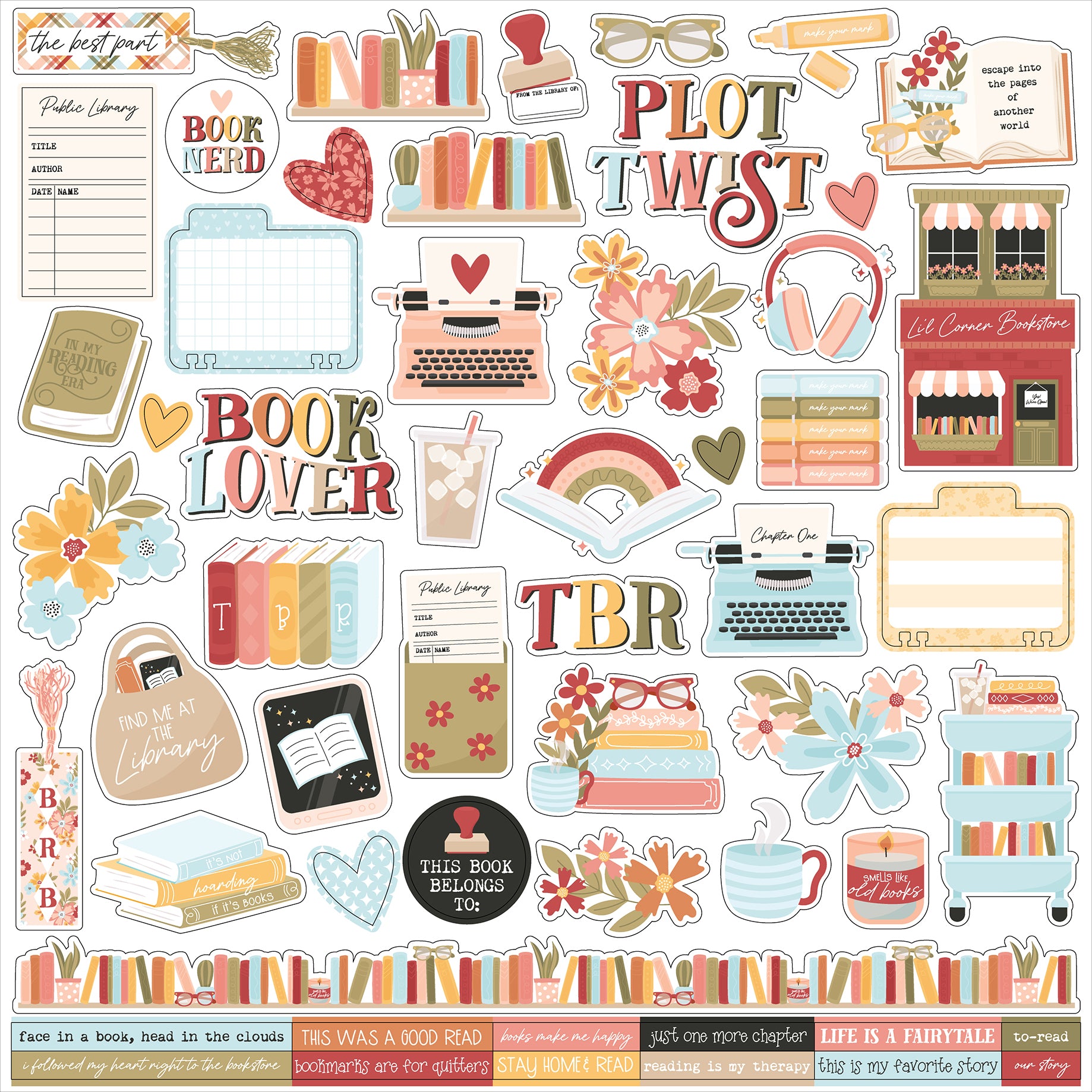 Echo Park Bookish Cardstock Stickers 12"X12"