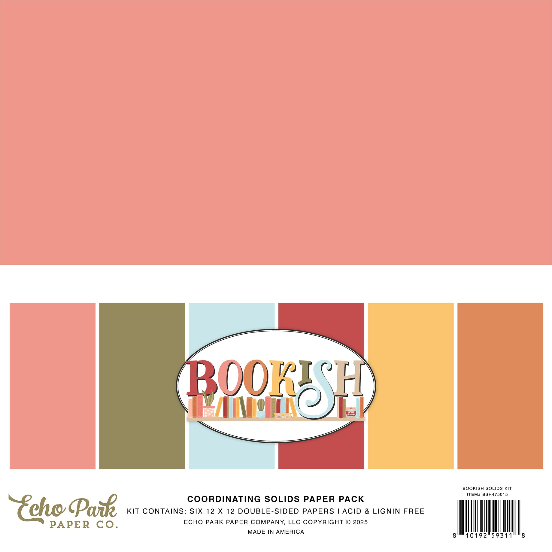 Echo Park Bookish Solids Collection Kit 12"X12"