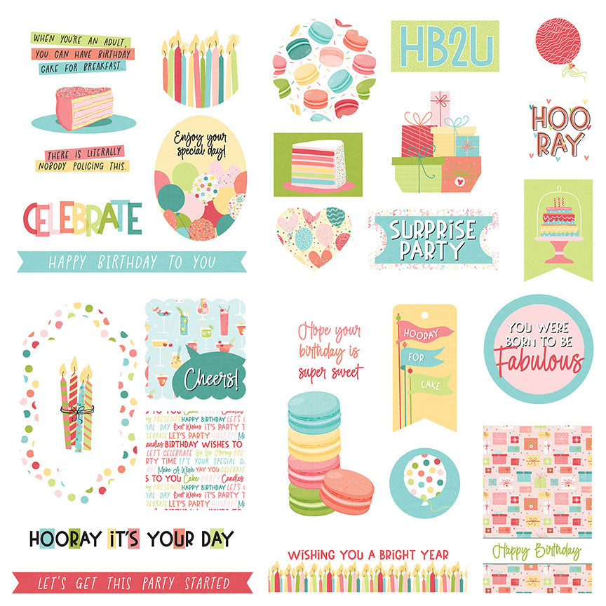 PhotoPlay Birthday Sparkle Ephemera Cardstock