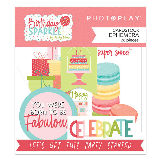 PhotoPlay Birthday Sparkle Ephemera Cardstock