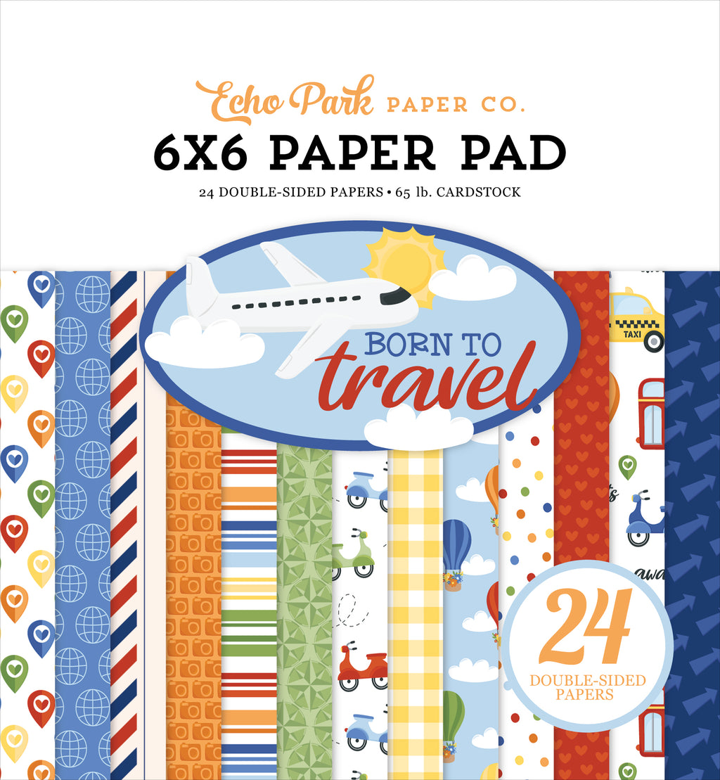 Echo Park Born to Travel Double-Sided Paper Pad 6"X6"