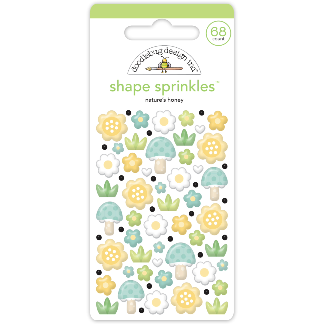 Doodlebug Bee Happy Sprinkles Enamel Shapes-Nature's Honey