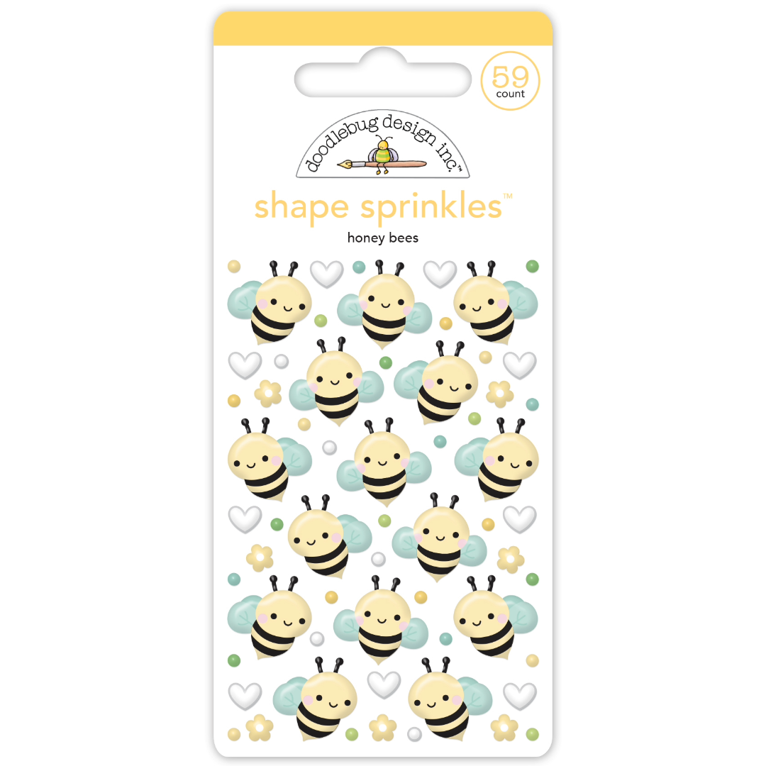 Doodlebug Bee Happy Sprinkles Enamel Shapes-Honey Bee
