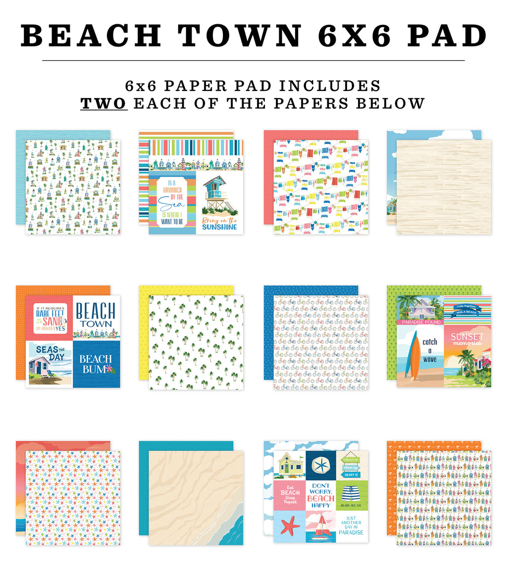 Carta Bella Beach Town Double-Sided Paper Pad 6"X6"