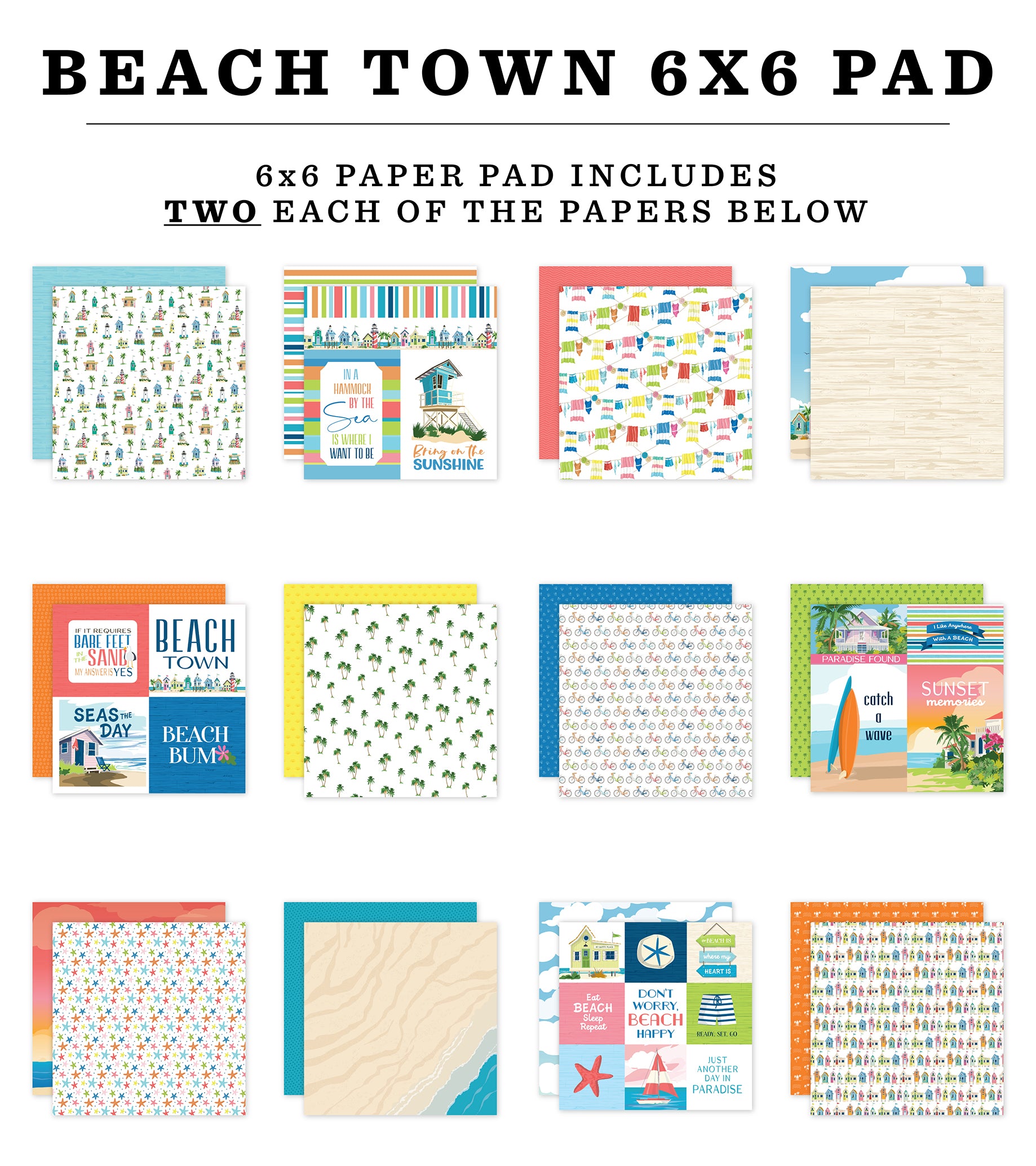 Carta Bella Beach Town Double-Sided Paper Pad 6"X6"
