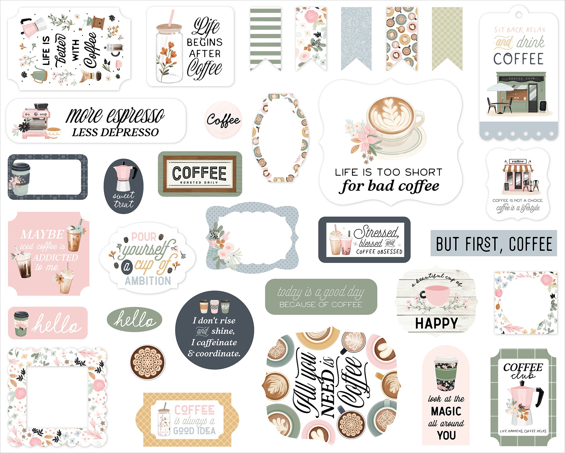 Carta Bella Coffee Shop Cardstock Ephemera-Frames & Tags