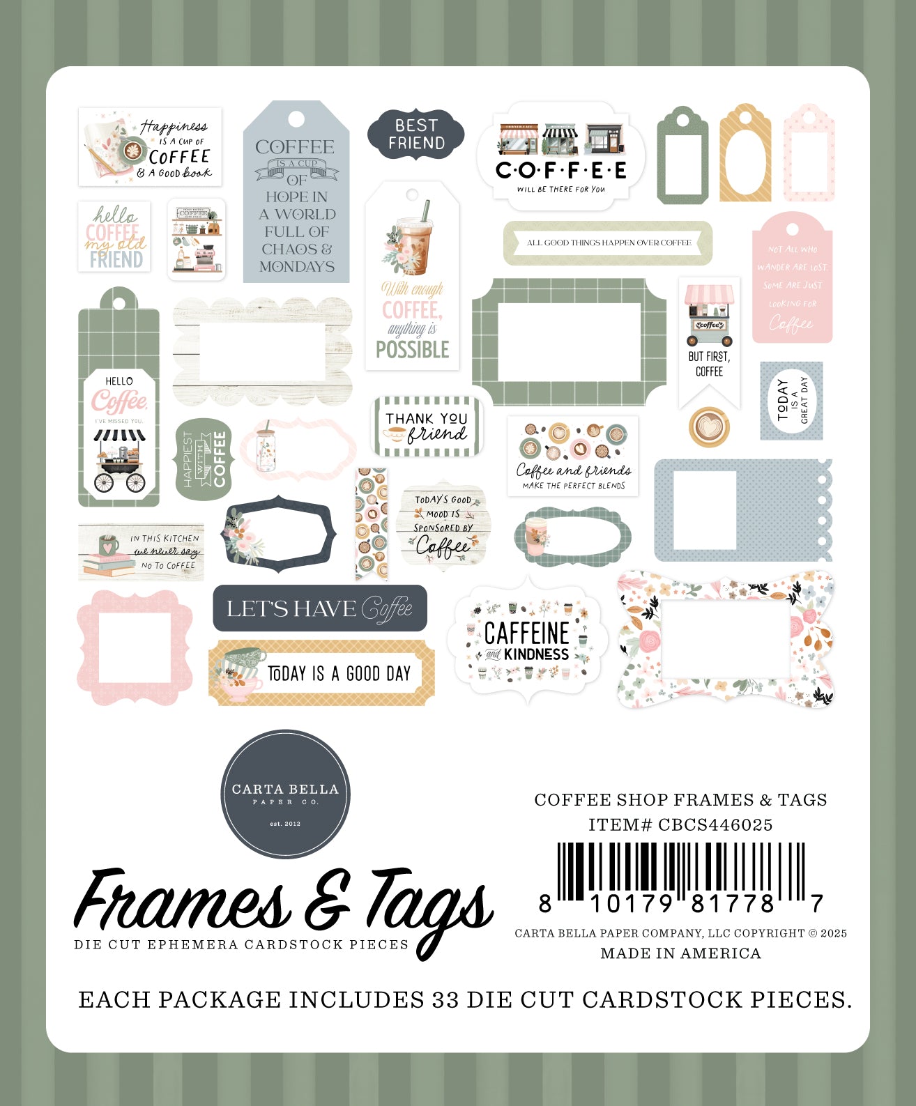 Carta Bella Coffee Shop Cardstock Ephemera-Frames & Tags