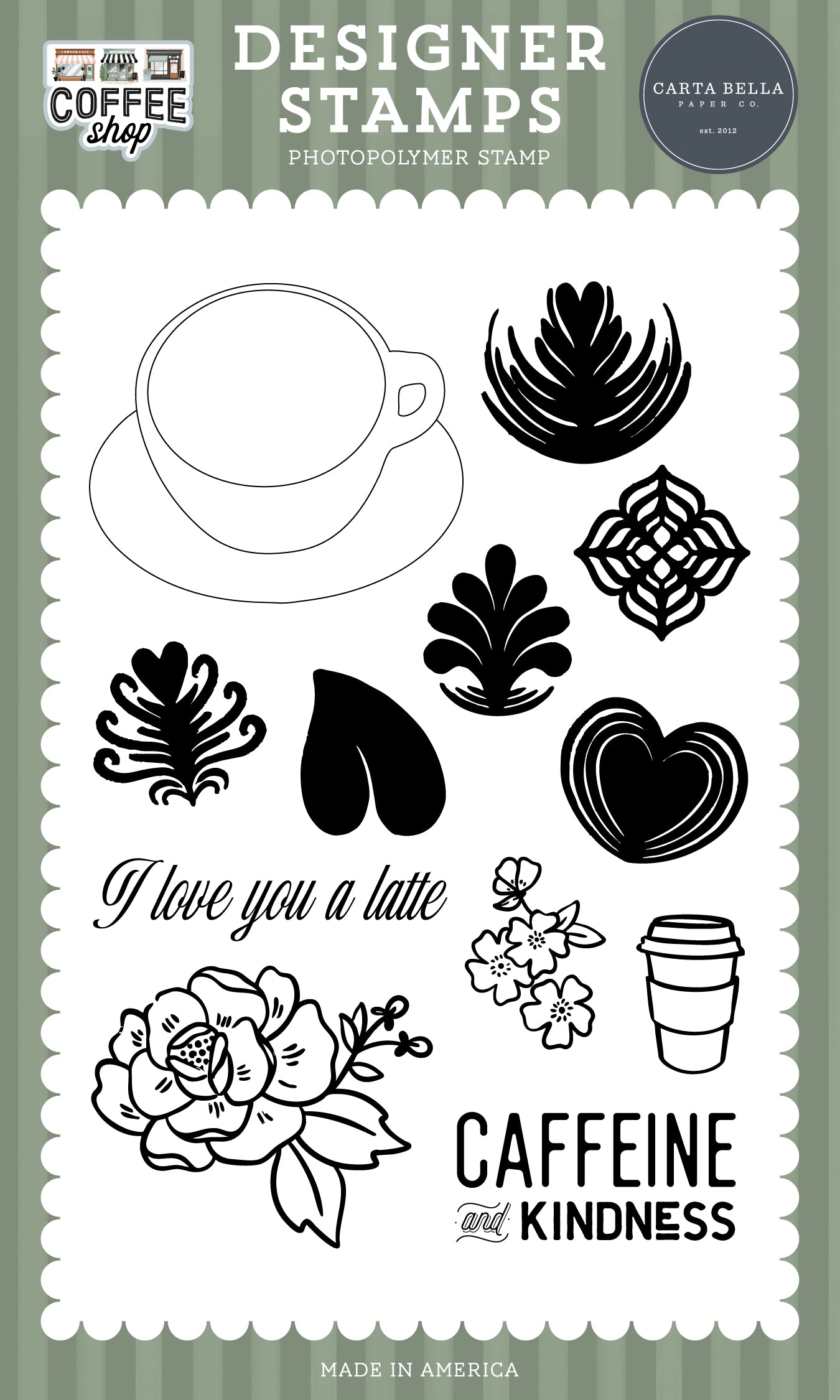 Carta Bella Coffee Shop Stamp Set-Love You A Latte