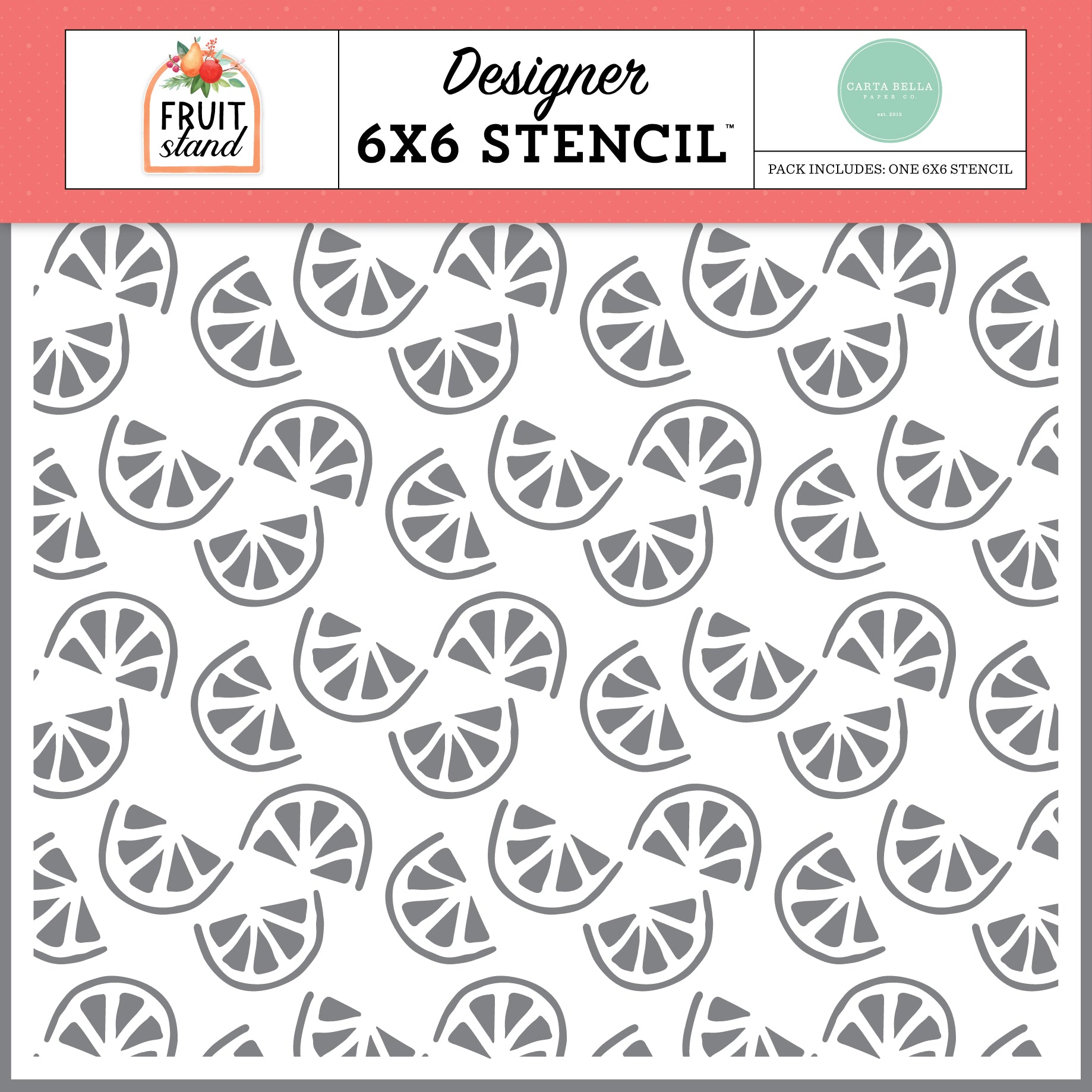 Carta Bella Fruit Stand Stencil 6"X6"-Freshly Sliced Fruit