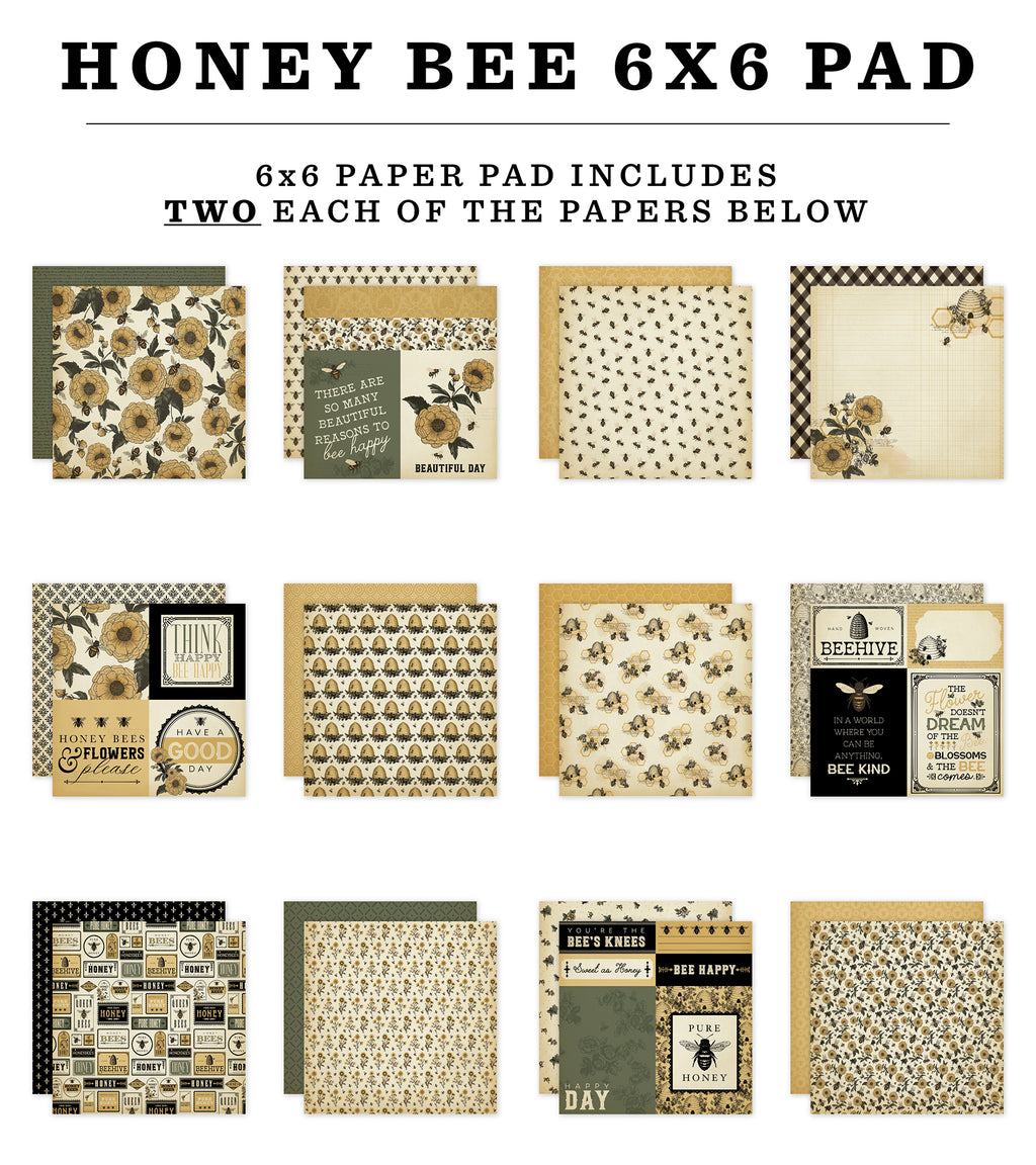 Carta Bella Honey Bee Double-Sided Paper Pad 6"X6"