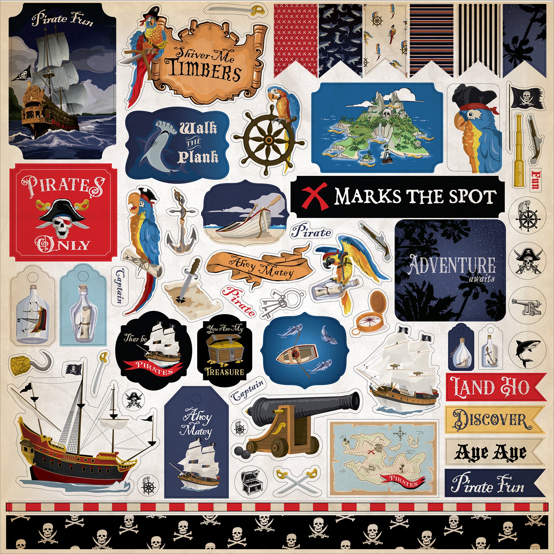 Carta Bella Pirates Cardstock Stickers -Elements