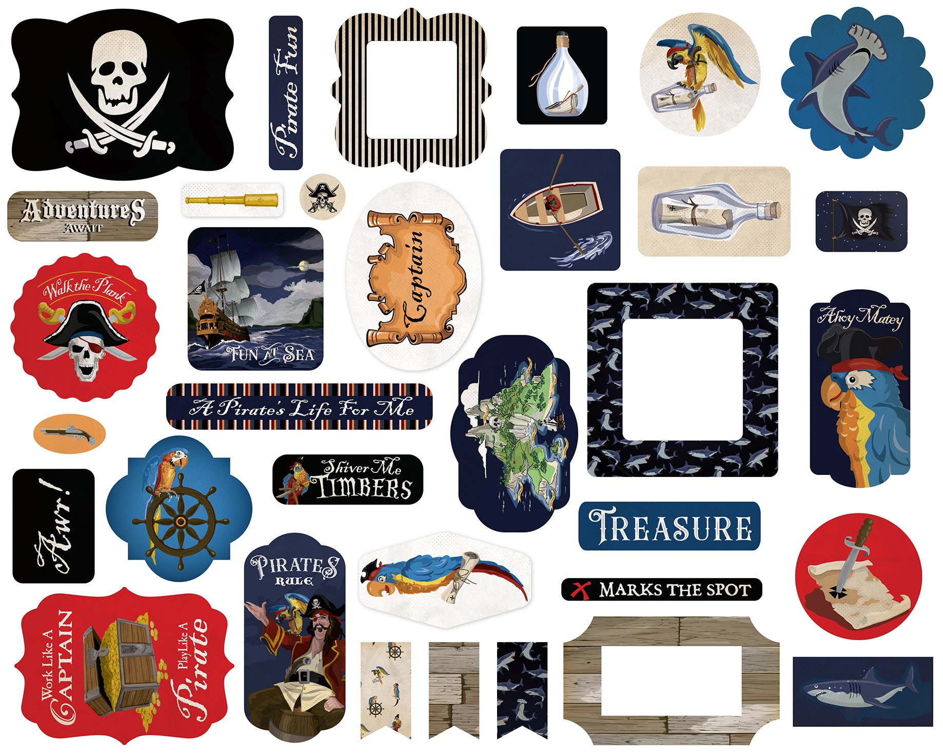 Carta Bella Pirates Cardstock Ephemera -Icons