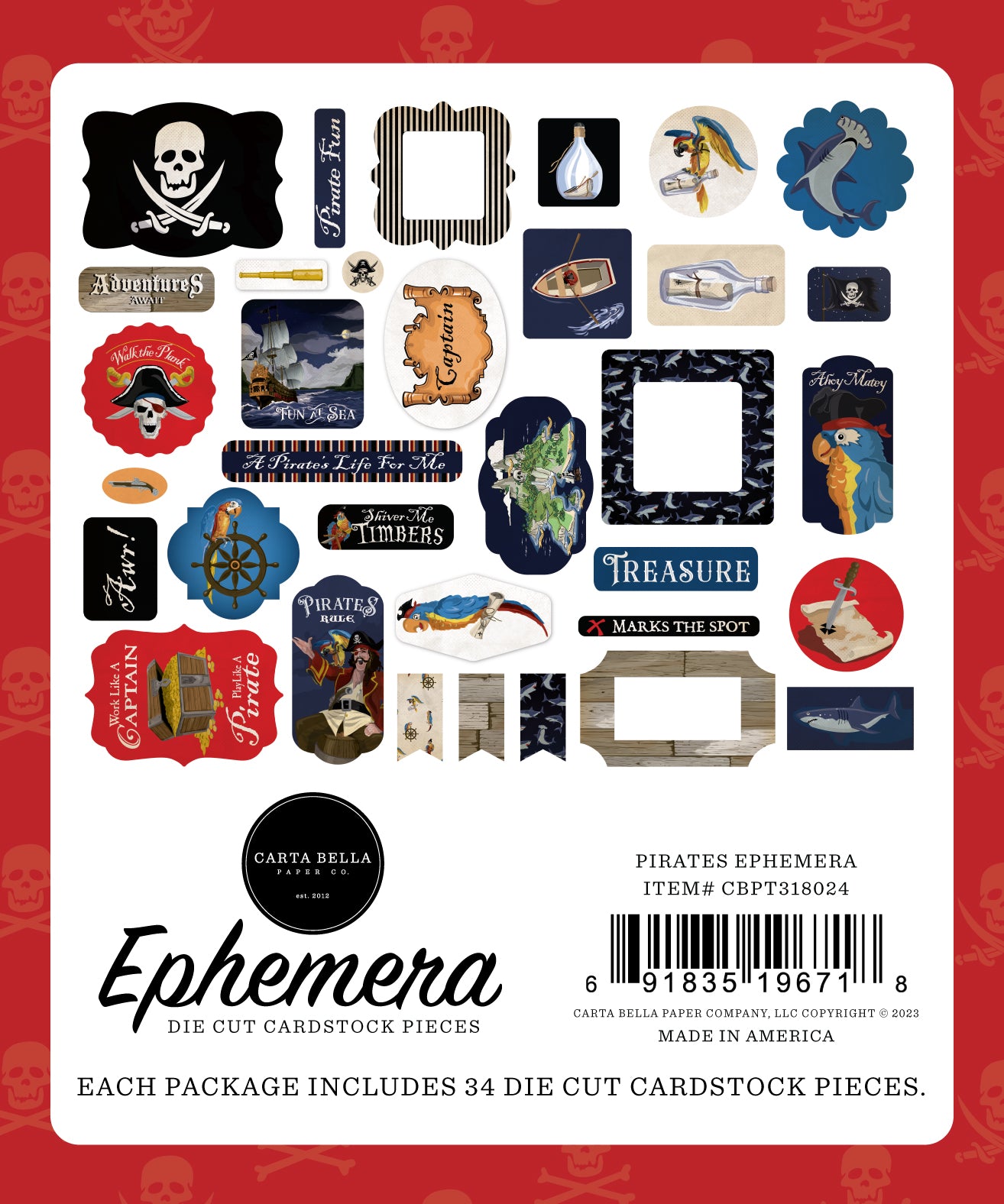 Carta Bella Pirates Cardstock Ephemera -Icons