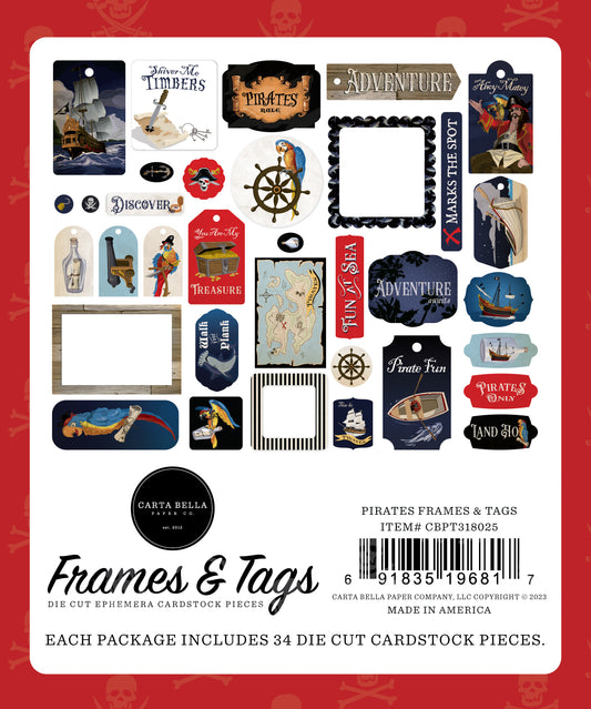Carta Bella Pirates Cardstock Ephemera -Frames & Tags