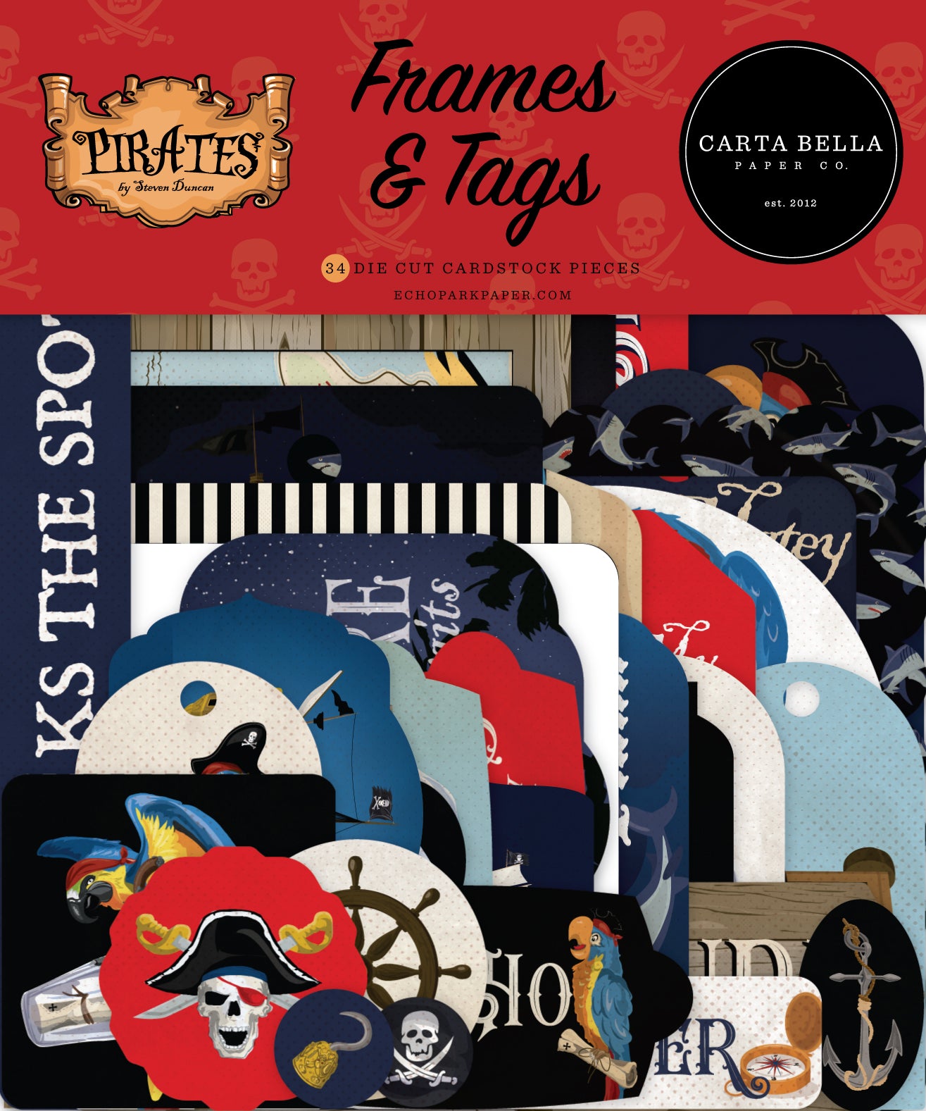 Carta Bella Pirates Cardstock Ephemera -Frames & Tags