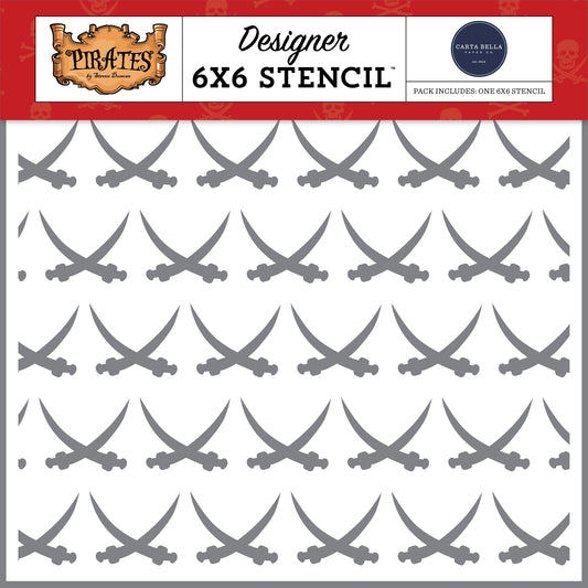 Carta Bella Pirates Stencil 6"X6"-Pirate Swords